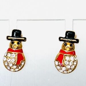 Quacker Factory Vintage snowman earrings post for pierced ears EUC